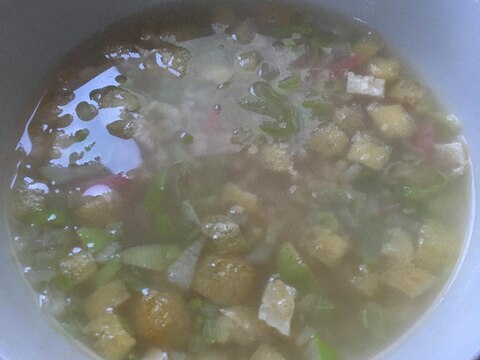 ねぎ 油揚げ 紅生姜の玄米雑炊